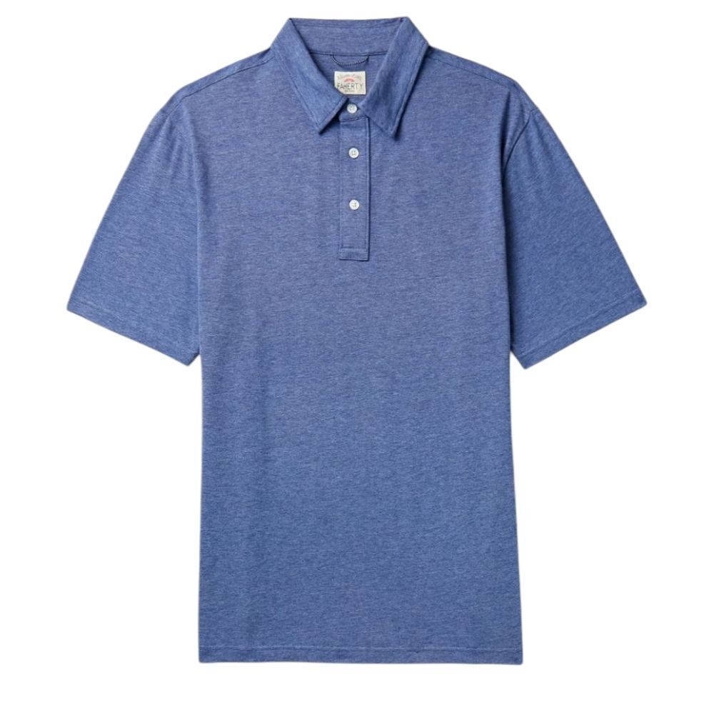 Faherty Brand Movement Stretch Pima Cottonl Mens Size M Blue Polo Shirt